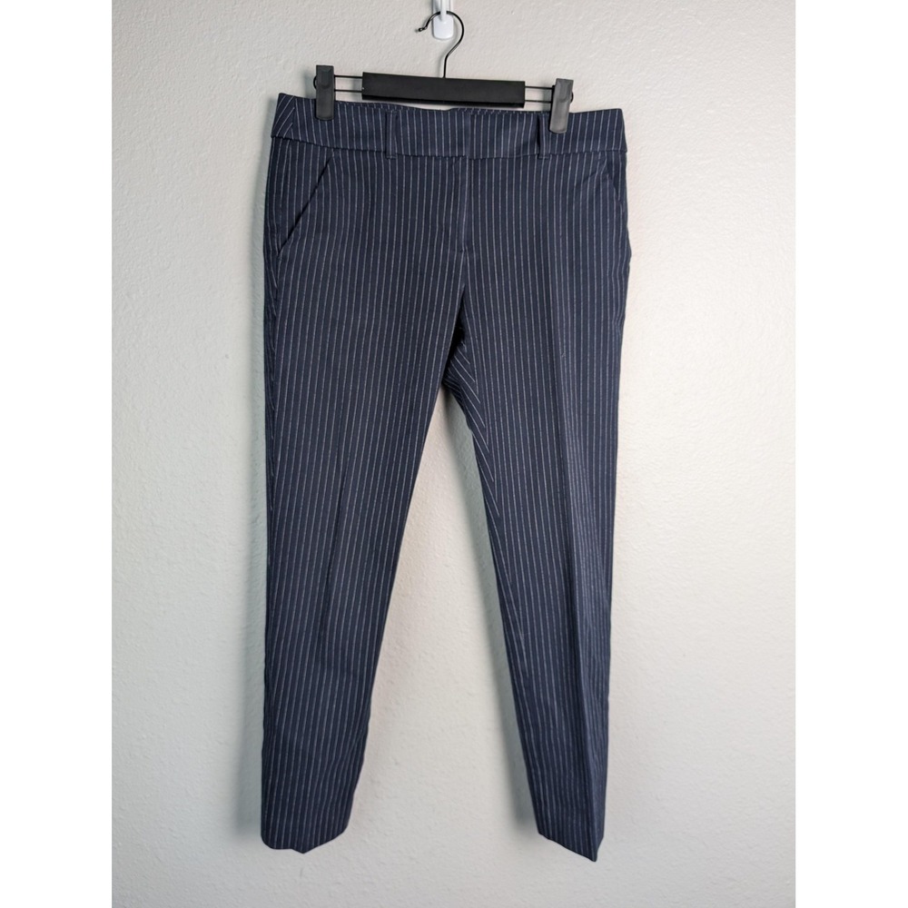 LOFT Marisa Skinny Ankle Pants Womens 4 Blue Pinstripe Stretch Dress Work Career